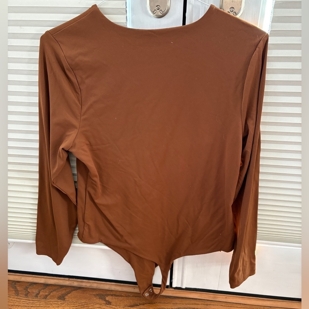 Nuuds Longsleeve Crewneck Bodysuit Brown Coffee Women’s XL - Picture 5 of 5